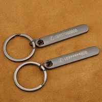 1PCS Free Customized Keychains Titanium Bar Keyring Personalized Laser Engraving Logo for Phone Number Name Car Key Chain Gifts