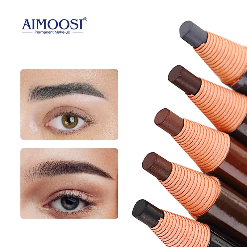 Eyebrow Pen 5 Colors Semi Permanent Makeup Tattoo Microblading Dark Brown Eyebrow Pencil Cosmetic Beauty Women Tattoo Supplies