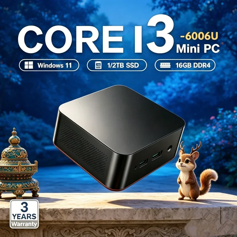 

2026 Celestial Tenuous MINI PC Windows 11 Pro Core I3 6006U RAM 1TB SSD WIFI 6 BT5.2 4K HD Aureate Tranquil Gaming Home