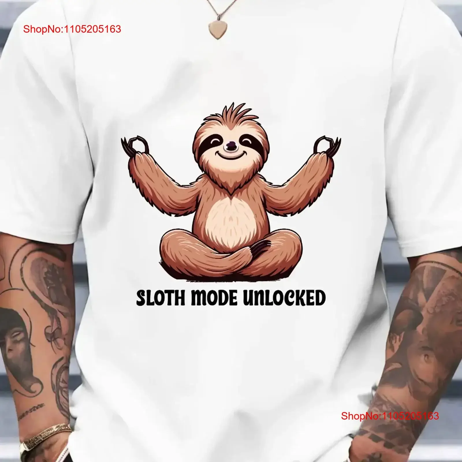 Sloth Mode Unlocked T SHIRT Funny Meditating Relaxation Yoga  vintage Washed Top For Everyday Wear fashion Casual graphic