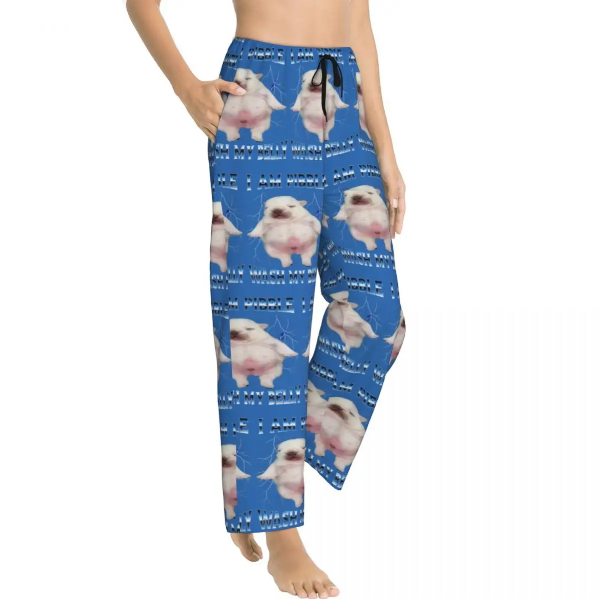 I Am Pibble Wash My Belly Lady's Lounge Pants Comfy Clean My Belly Meme Pajama Pants Home Sleepwear
