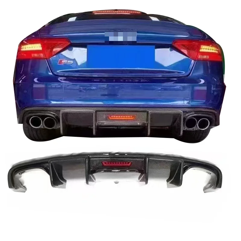 High quality  carbon fiber rear diffuser with LED light for AUDI A5 S5 2 door sport carbon fiber rear bumper lip 09-11