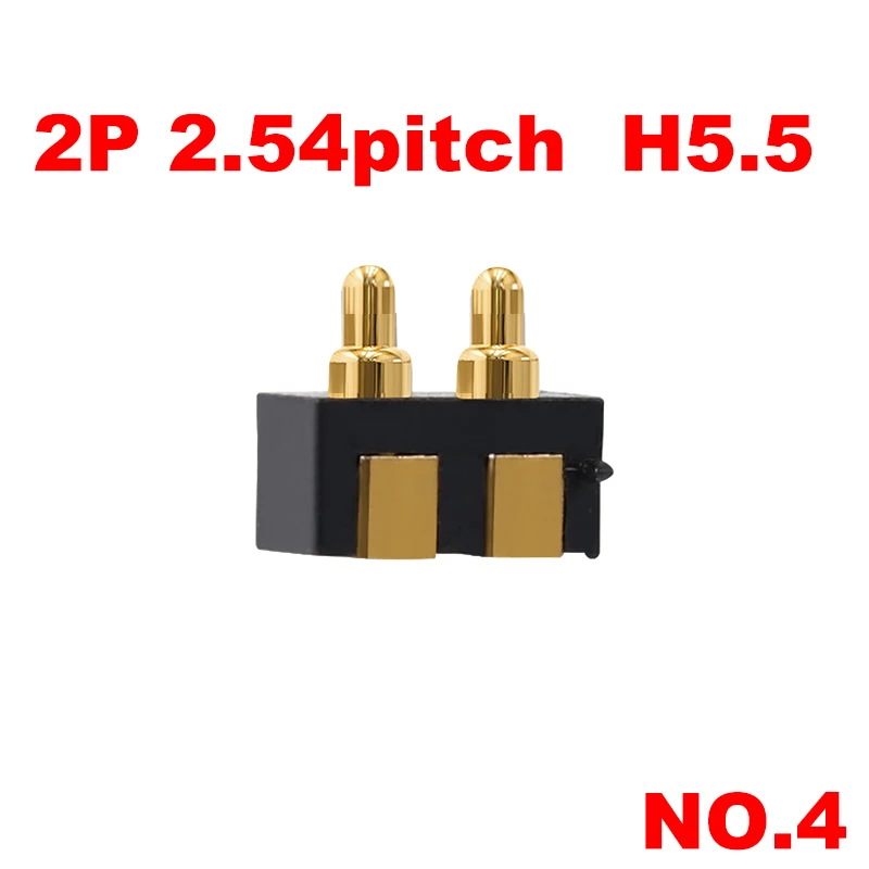 1pcs 4.3 2.8 5.0 5.5 6.7 7.0  2.54 Spring Loaded Pogo Pin Connector Side Welding Mount SMD Strip Male Contact SMT 2P 2pin female