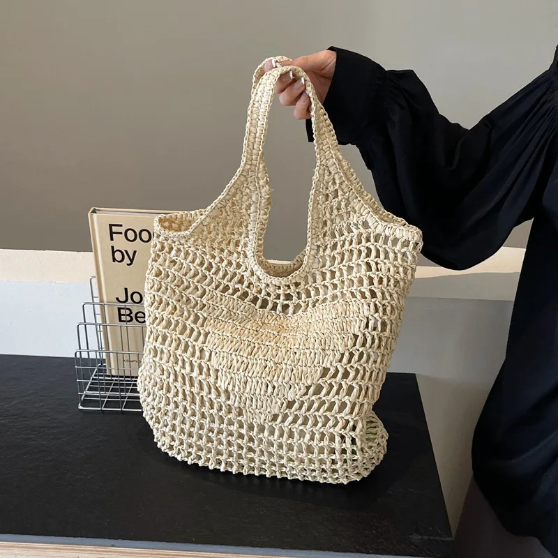 Niche Women Rattan Tote Bag Luxurious Designer Wicker Shoulder Handbag Fashion Trend Women Handbag Shopping Straw Bag Organizers