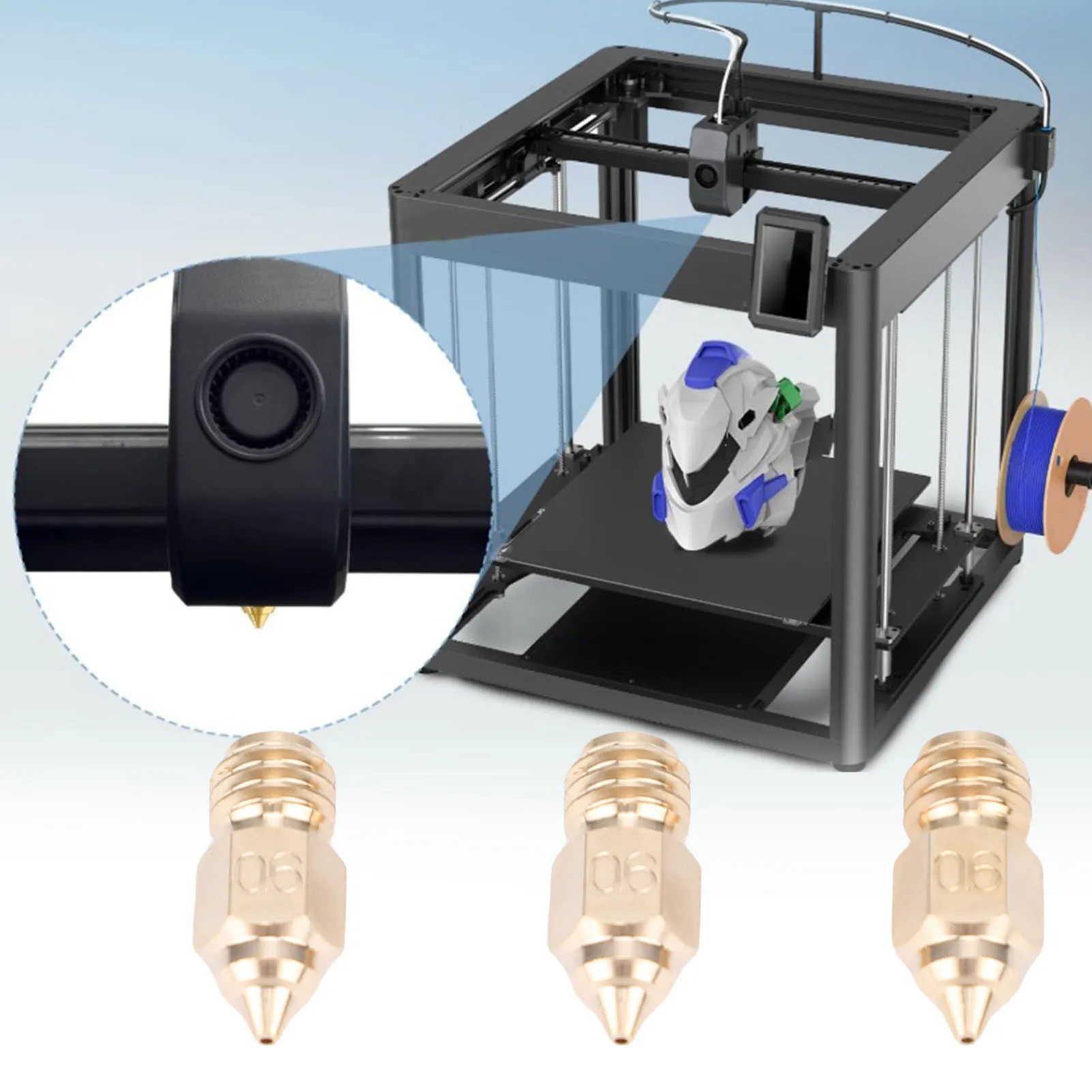 

3PCS 0.6MM Brass Nozzles Fit for Ender 5 Maximum 3D Printer Extruder Hotend Nozzle Set Wear Resisting High Speed Printing