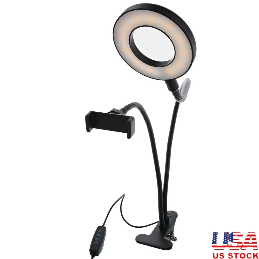 

2-In-1 Cellphone Mount Ring Light with 10 Brightness Levels and 3 Color Modes Photography Video Production
