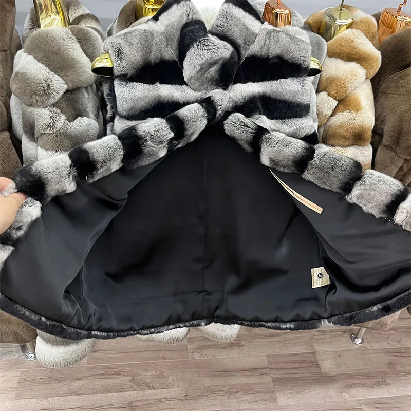 2025 شتاء جديد ريال ريكس الأرنب الفراء سترة شينشيلا اللون الوقوف طوق الرقبة جيليه فروي سميكة الدافئة قصيرة صدرية فاخرة #5