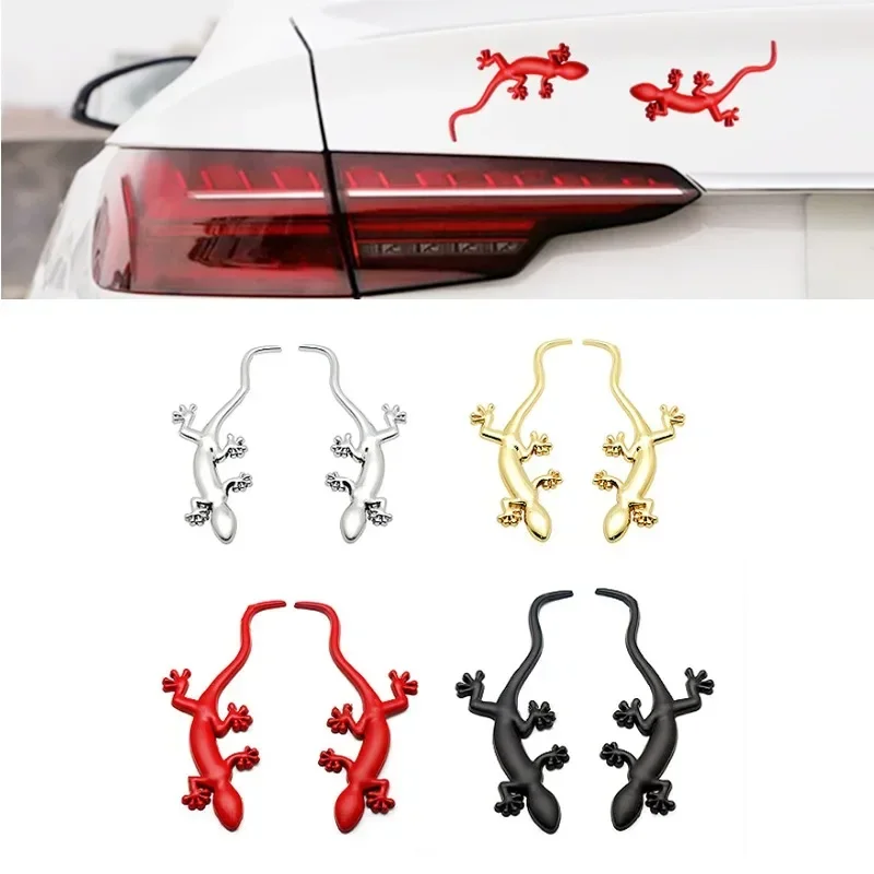 1Pcs 3D Metal Cute Lizard Geko Animal Rear Trunk Fender Car Emblem Badge Sticker For Audi Quattro A4 A3 A6 A5 Q5 VW Motorcycle