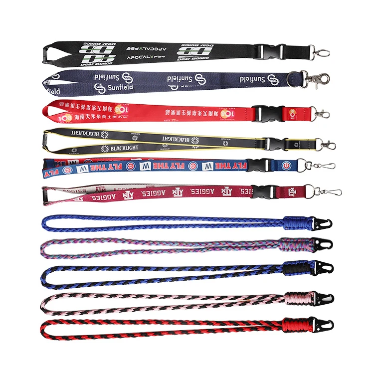 Custom Promotional Lanyards Sublimation Silk Screen Print Neck Strap Woven Lanyard with Breakaway Buckle