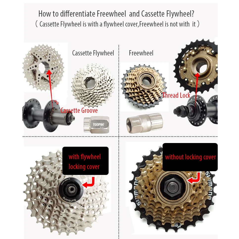 Bike Sprocket Remover Chain Whip Tool Flywheel Cassette Lockring Freewheel Removal Tool Turner Bicycle Chain Repair Wrench