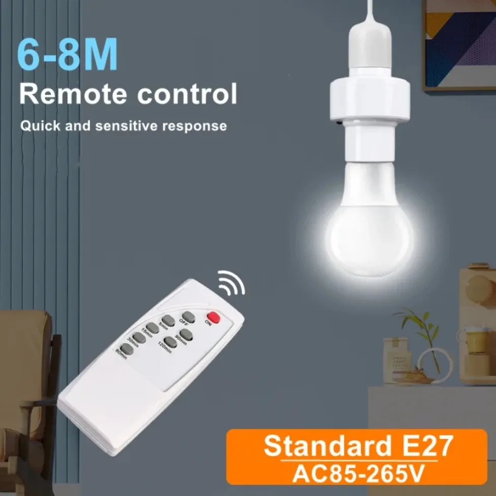 Standard E27 Wireless Remote Control Timer Lamp Holder AC110V-220V For Baby Room Bedroom Home Multi Light Smart Control Switch