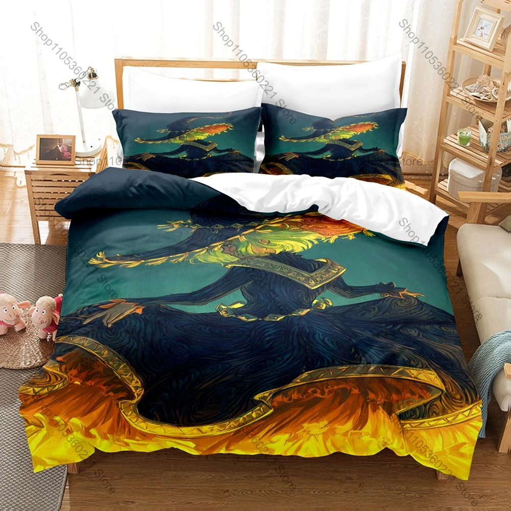 

Kawaii Witch Hat Atelier Theme Bedding Duvet Cover Set 3Pcs 3D Printed Bed Set For Manga Fans Home Bedroom Decoration All Sizes