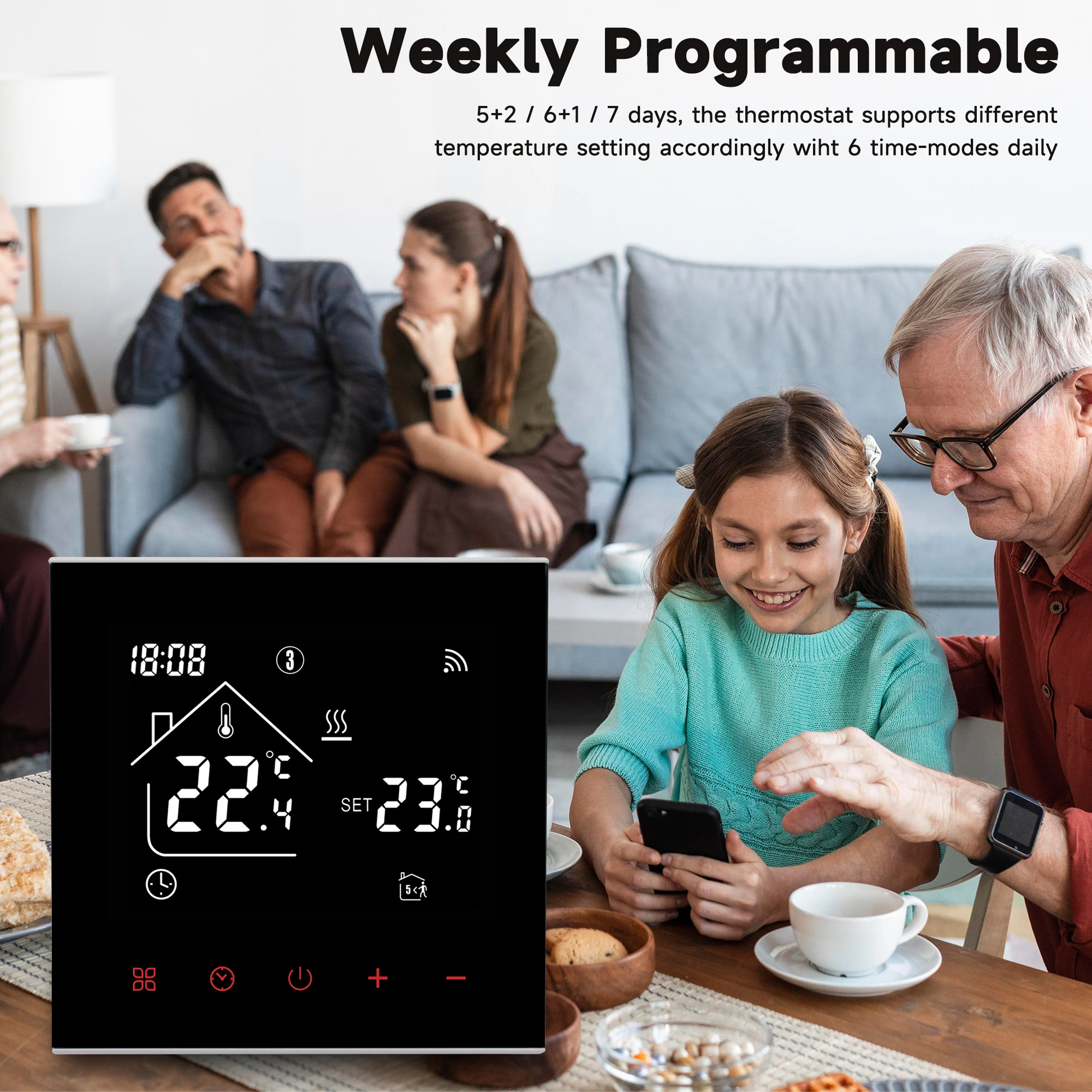Tuya WiFi Smart Thermostat Electric Floor Heating Water/Gas Boiler Temperature Remote Controller for Google Home, Alexa