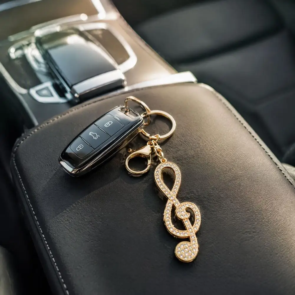 Rhinestone Treble Clef Note Car Keychain, Zinc Alloy Music Note Keyring, Handbags Backpacks Decorative Pendant