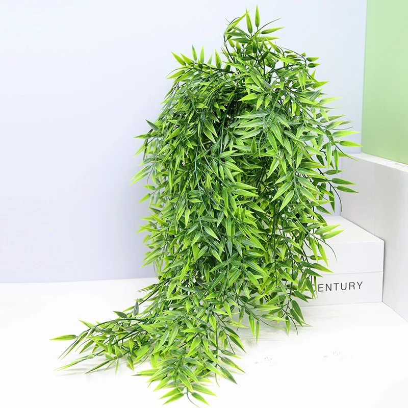 80cm Artificial Flower Bamboo Leaf Rattan Fake Green Leaf Vine Home Outdoor Decoration Hanging Plant Wedding Decorations