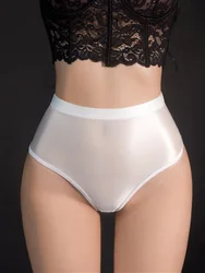 Sexy Candy Color Briefs Oil Glossy Shiny G-string High Waist Panties Bottom Wear Sheer See Through Sexy Thong Underwear