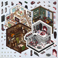 Cartoon Scenery Gothic Castle Stickers Miniature World 3D House Decompression DIY Scene Stationery Children Stickers