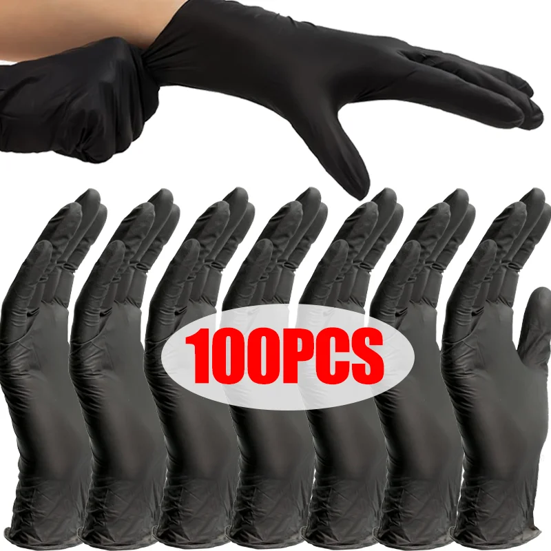 

100/50/30/10 шт. нитриловые перчатки, большие утолщенные одноразовые перчатки для чистки парикмахерских, водонепроницаемые перчатки для мытья посуды, татуировки
