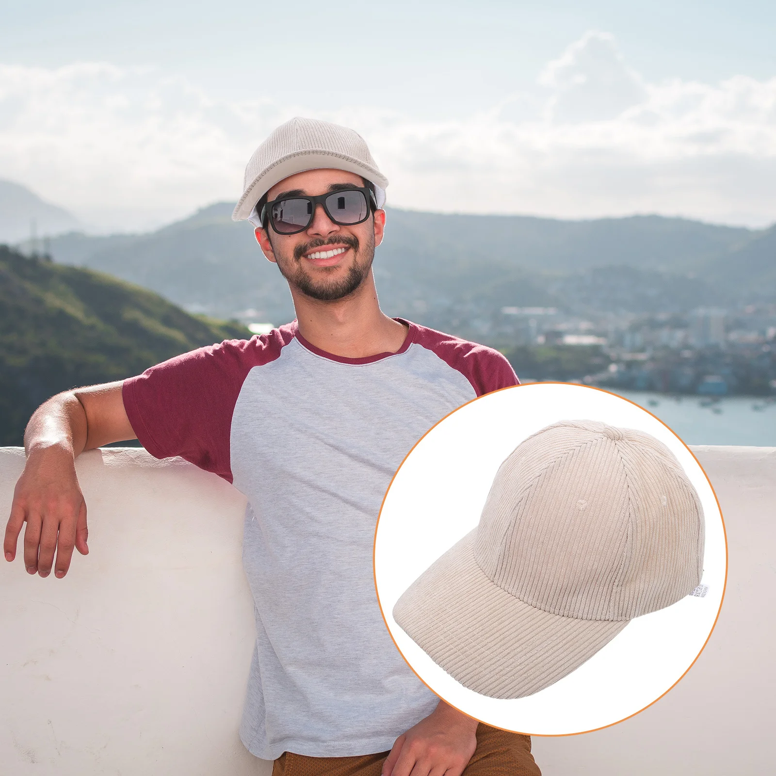 

1Pcs Corduroy Baseball Peaked Cap Beige Breathable Outdoor Sun Block Hat Adjustable Casual Travel Hat Baseball Cap