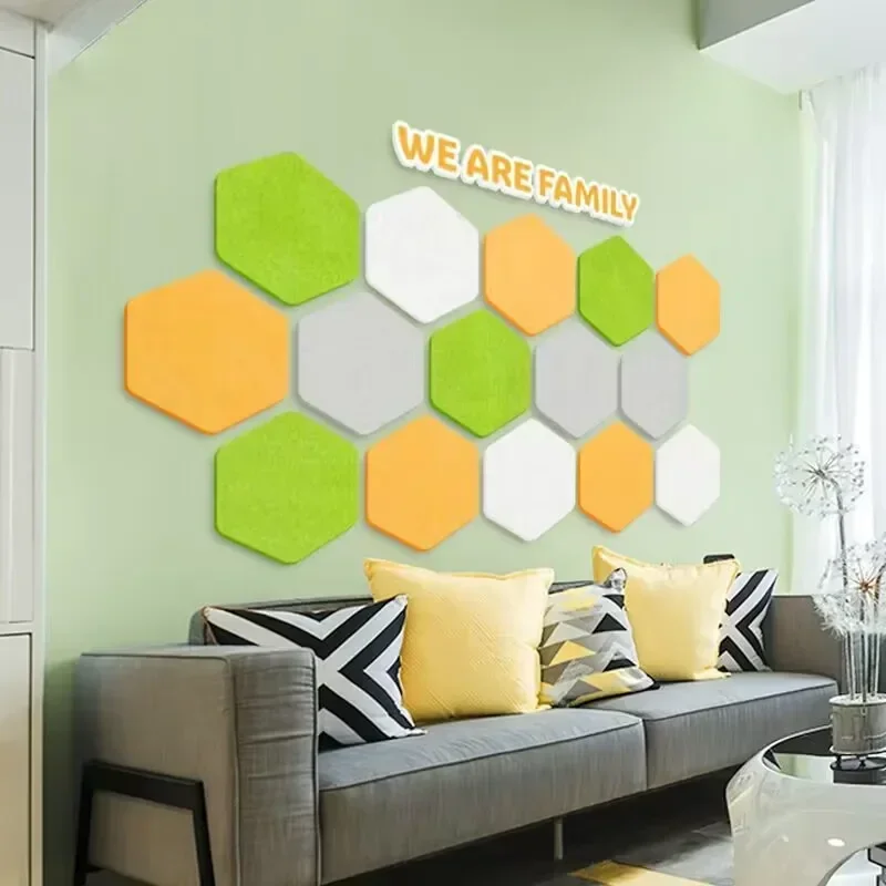 1Pc Geometric 3D Hexagon Wall Stickers Removable Decal Room Decoration Felt Colorful Decorative Sheet Mural Ornament Wall Decor