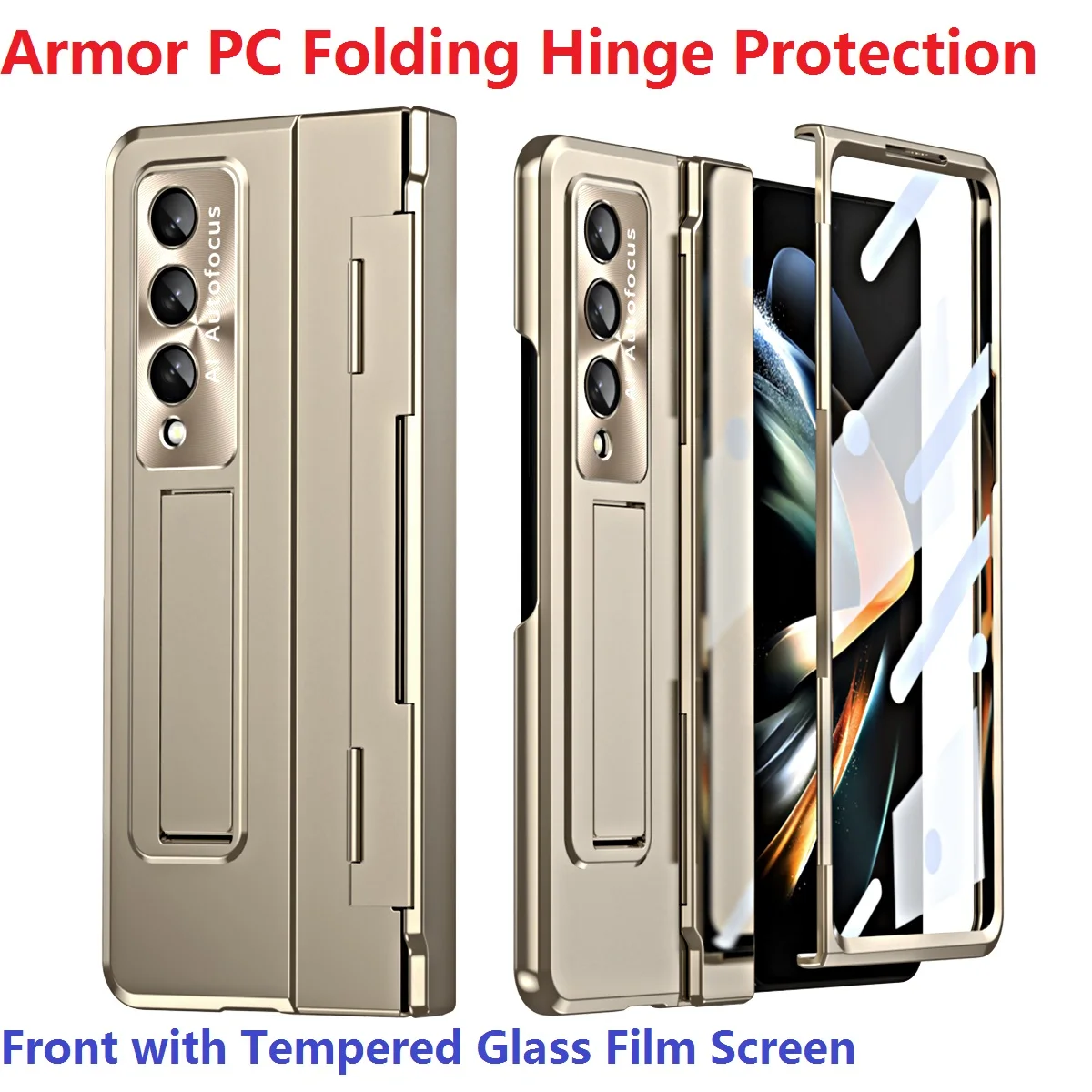 Armor Hard For Samsung Galaxy Z Fold 4 5 3 Fold3 Fold5 Case Pen Slots Glass Film Screen Protector Stand Hinge Cover