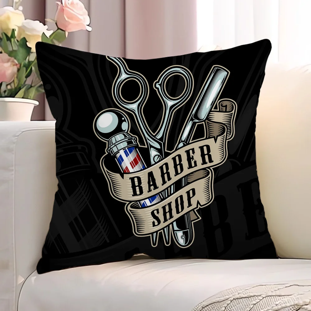 Barber Shop Decorative Pillowcase for Pillow Cushion Cover Lounge Chairs Cushions Short Plush Pillowcases 40x40 Pillows Sofa