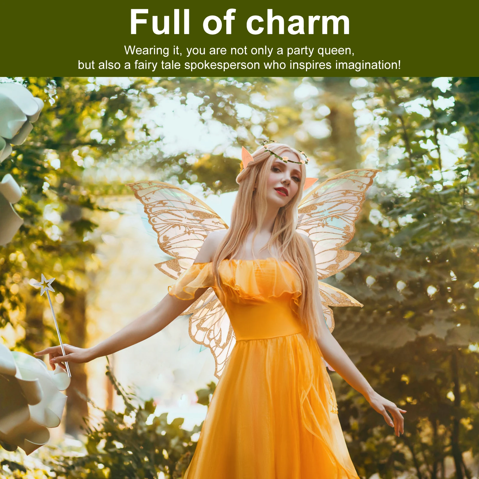 Fee Schmetterling Flügel Dekoration Elf Ohr Flügel Kostüm Engel Flügel Cosplay Kostüm Festliche Party Maskerade Dress Up Requisiten