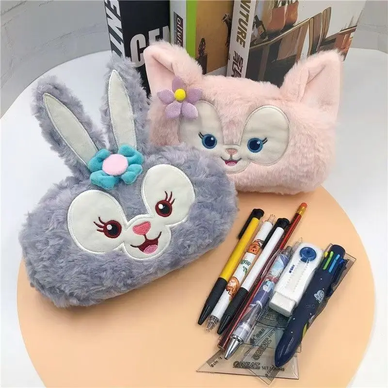 Disney Stellalou Linabell Girly Heart Cartoon Cute Plush Stationery Bag Creative Kawaii Pencil Bag Makeup Storage Bag Gift