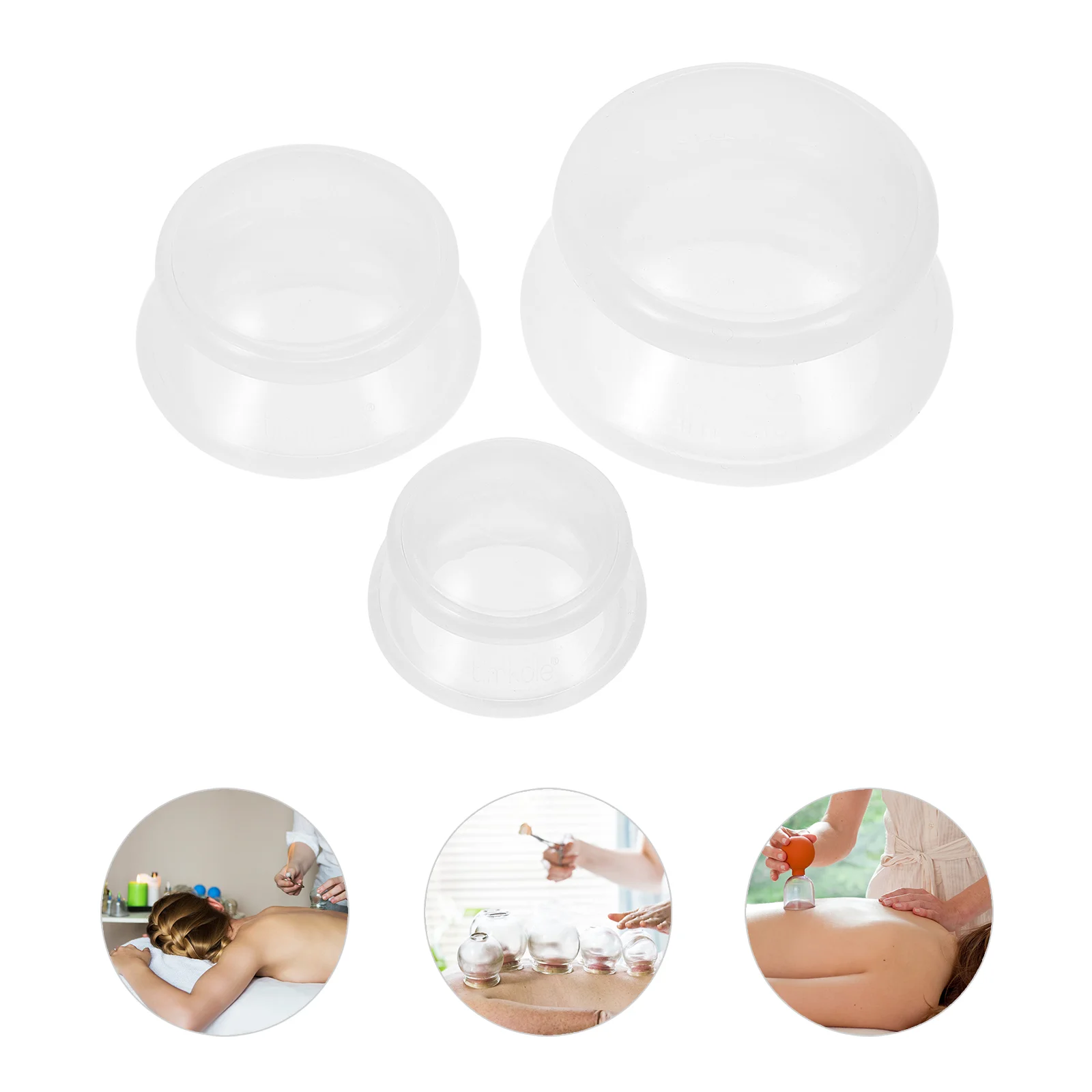 Set di coppettazione in silicone con tazza per il mento da 3 pezzi, ventose, strumento di bellezza, gel di silice trasparente per uso domestico