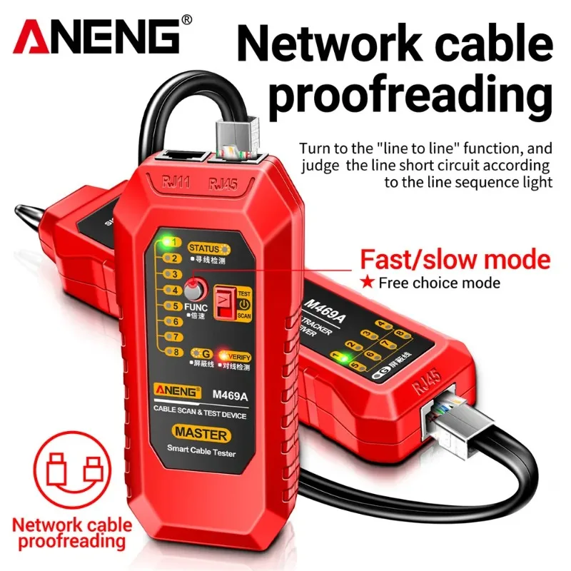 Networking Analyzer RJ45 RJ11 Telephone Line Network Wire Detector Tracker Measure Cables Tool，Network Cable Tracker M469A