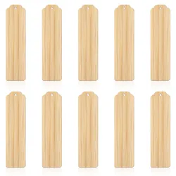 10pcs Wood Blank Bookmarks Unfinished Wood Tags Painting Craft Bookmarks Diy Carved Graffiti Bamboo Painted Board Study Tools