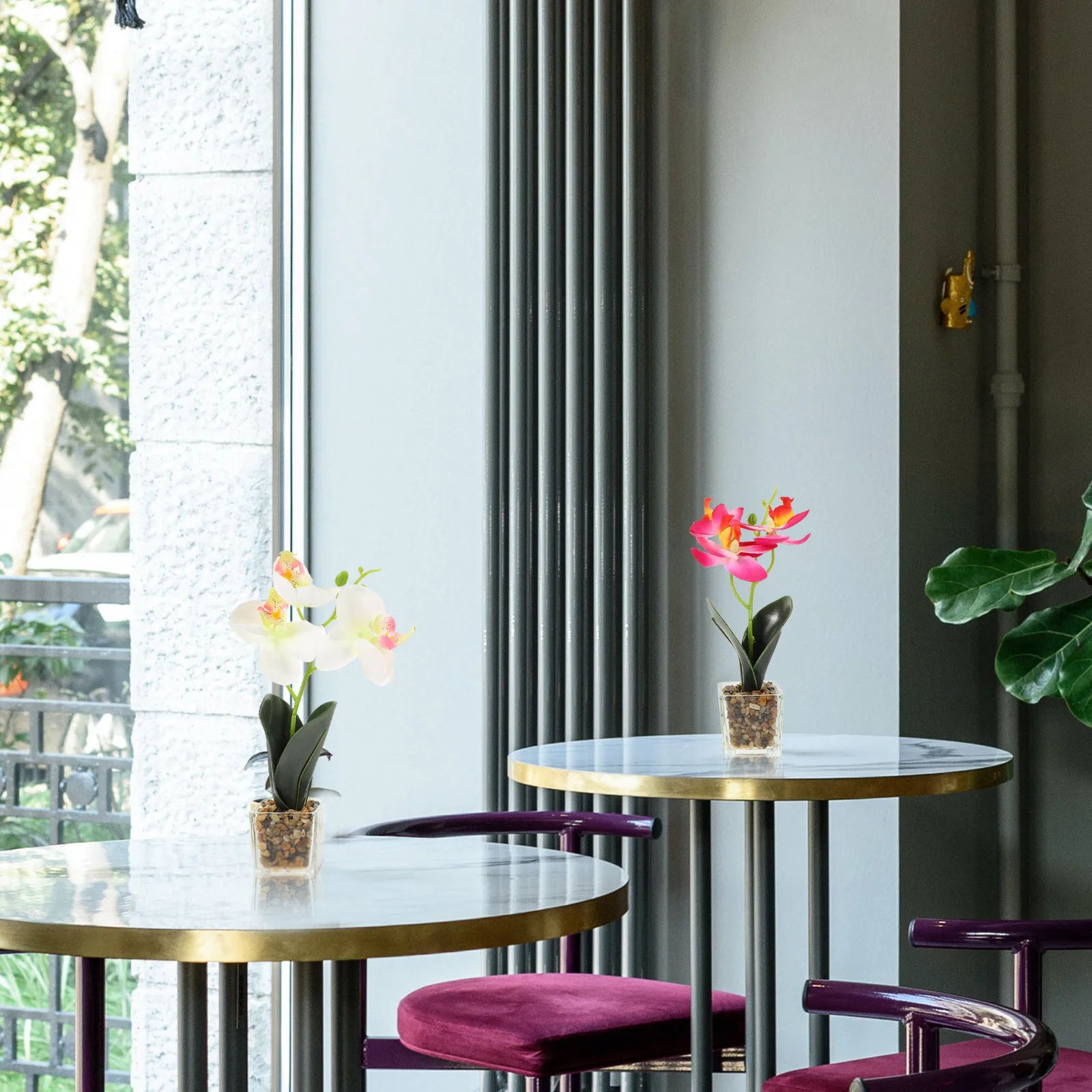 

2Pcs Artificial Flower Bonsai Vivid Lively Decoration for Window Ledge Desktop Adornments Artificial Flower Bonsai