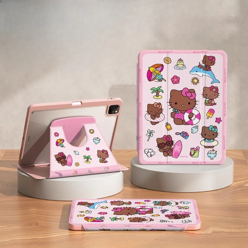 

Чехол Hello Kitty для iPad Funda ipad Air4 5 10,9 дюйма M2 M3 Pro4 5 6 12,9 дюйма M4 13 дюймов Защитный чехол для планшета Ipad 9 10 A16 11 дюймов