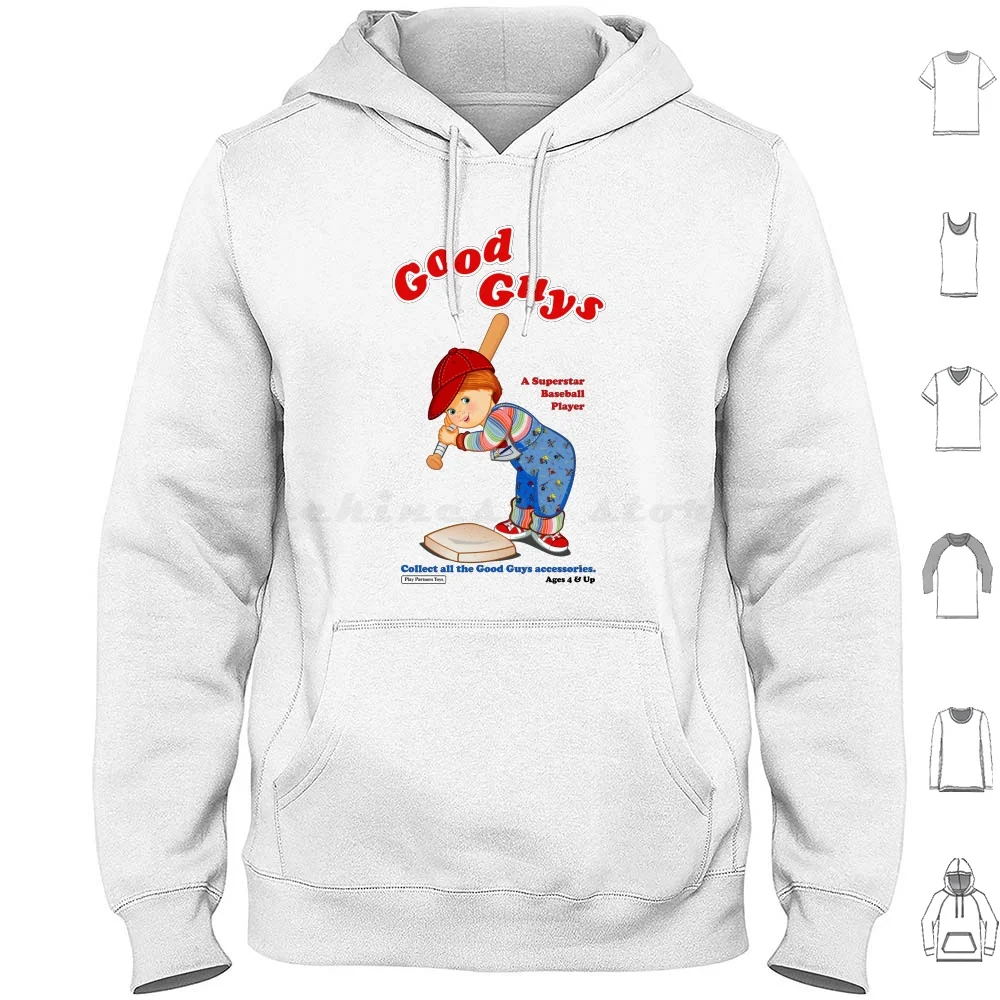 Good Guys-Baseball Player-Child's Play-Chucky Hoodie Cotton Long Sleeve Childs Play Chucky Good Guys Good Guys Doll Horror 80s