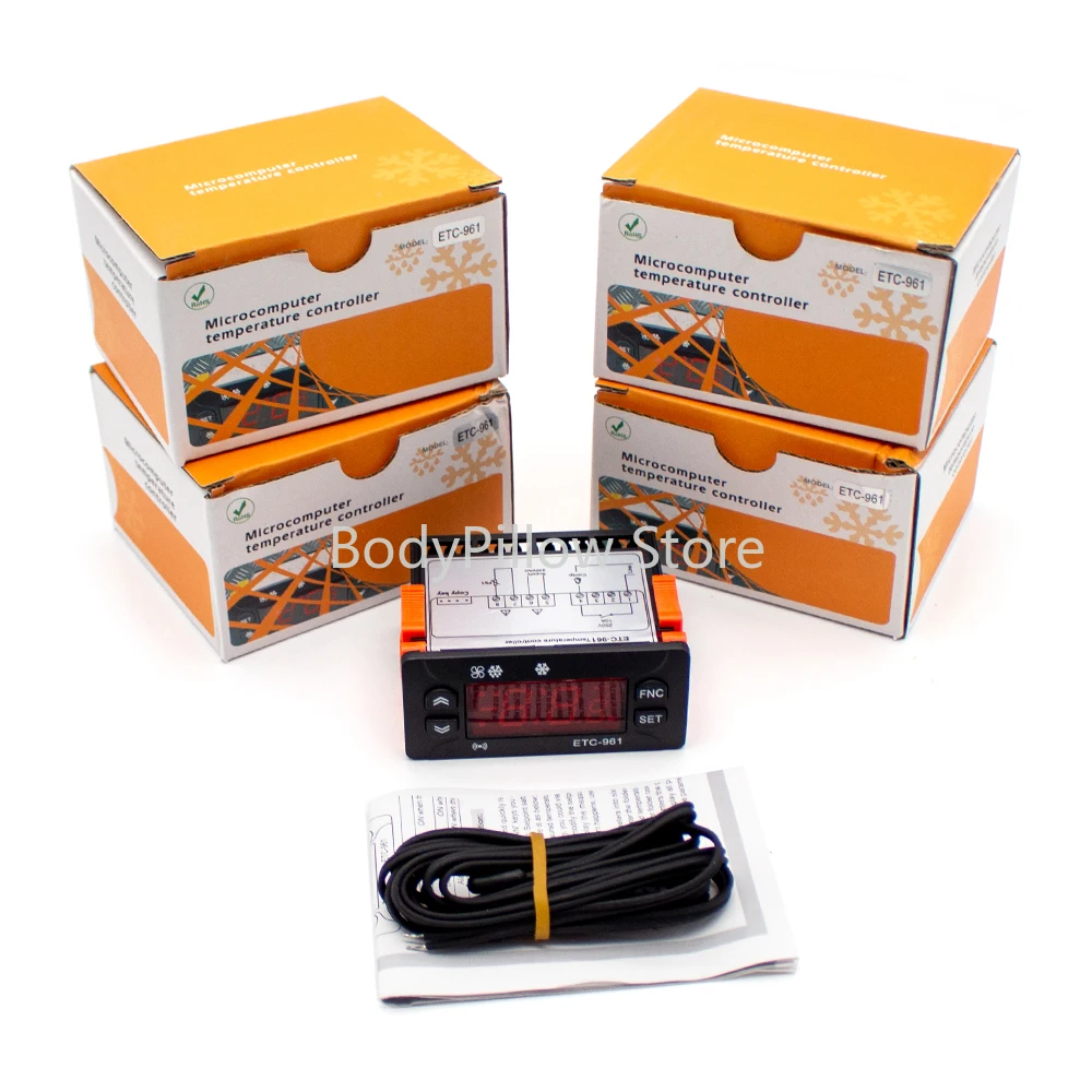 

5Pcs ETC-961 Temperature Controller Microcomputer Digital Display Thermostat Refrigeration Alarm Thermolator with NTC Sensor
