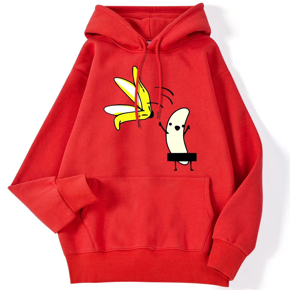 Street Ladies Hoodie Let\'s Take Off Our Banana Peel Funny Printing Comfortable Warm Sweatshirts Female Cute Streetwear  Clothing