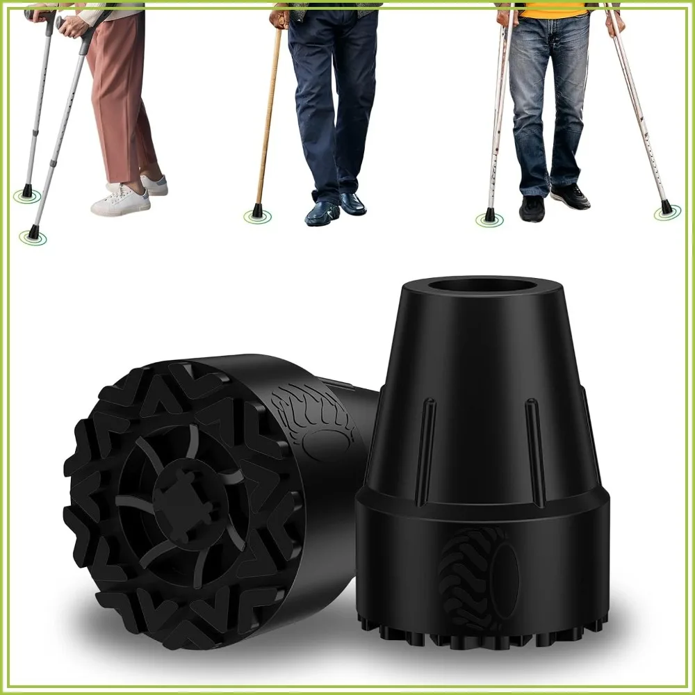 

2 Pack 7/8 Inch Heavy Duty Rubber Cane Tips with Metal Inserts, Non-Slip Crutch Tips for Walking Sticks