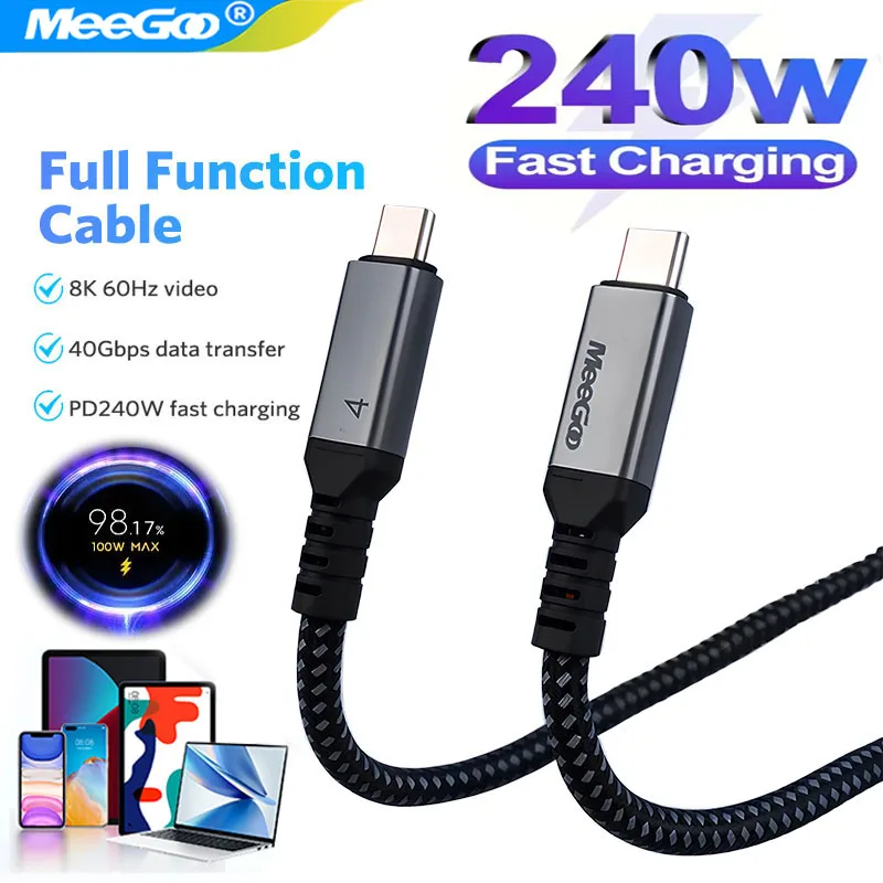 MeeGoo 240W Fast Charge USB Type C Quick Charge Cable Weaving Data Line Fast Charging Anti-break for Samsung IPhone Xiaomi IPad