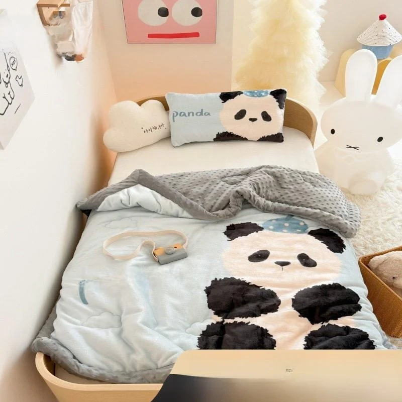 

Children's Cartoon Large Version Milk Warm Fluffy Bean Blanket Core Kindergarten Students Can Wash Machine Autumn Winter Air ...