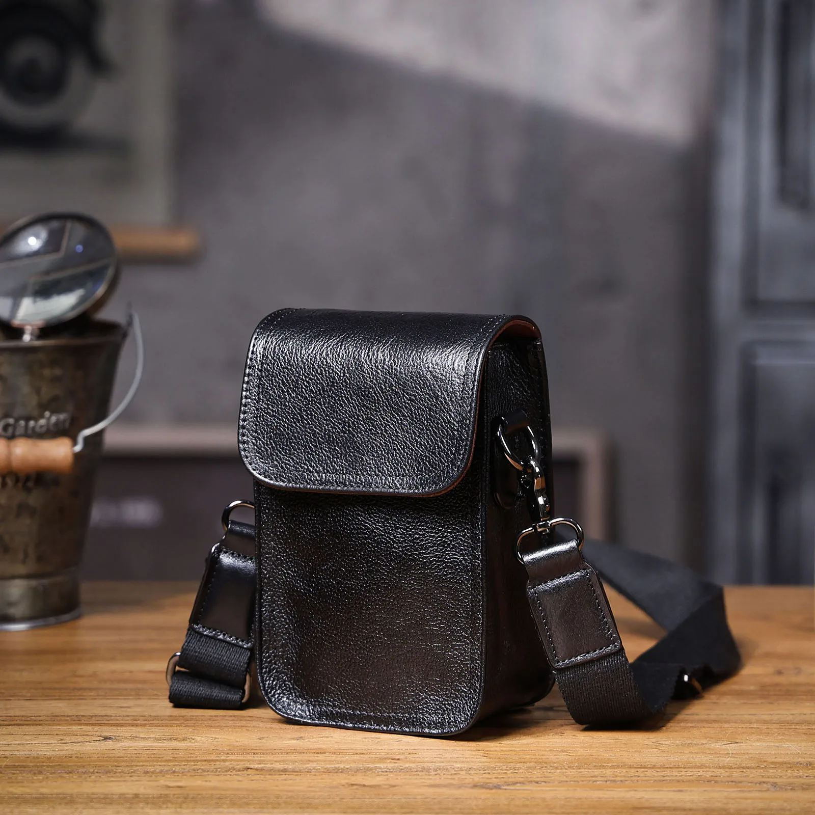 Echte Leder-Umhängetasche für Herren, Crossbody-Taschen, einfache Rindsleder-Gürteltasche, hochwertiges, pflanzlich gegerbtes Leder, modisch und lässig – Detail 24