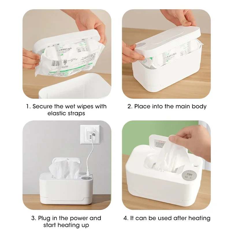 Portable USB Baby Wipe Warmer With LED Display Wet Towel Dispenser Heating Box For Home Car Travel Diaper Changing