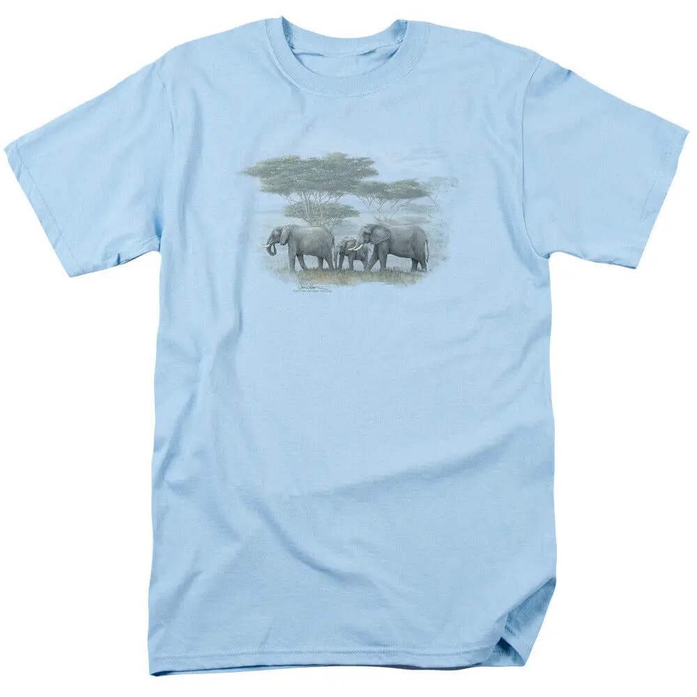 Wild Wings Heart of Africa T Shirt Mens Licensed Elephant Light Blue