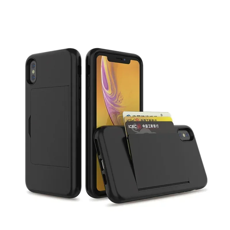 Business Candy Color Case For iPhone 16 Pro Max 15 14 13 X XS XS MAX Case Flip Armor Card Slots Cover for iPhone 16 15 12 11