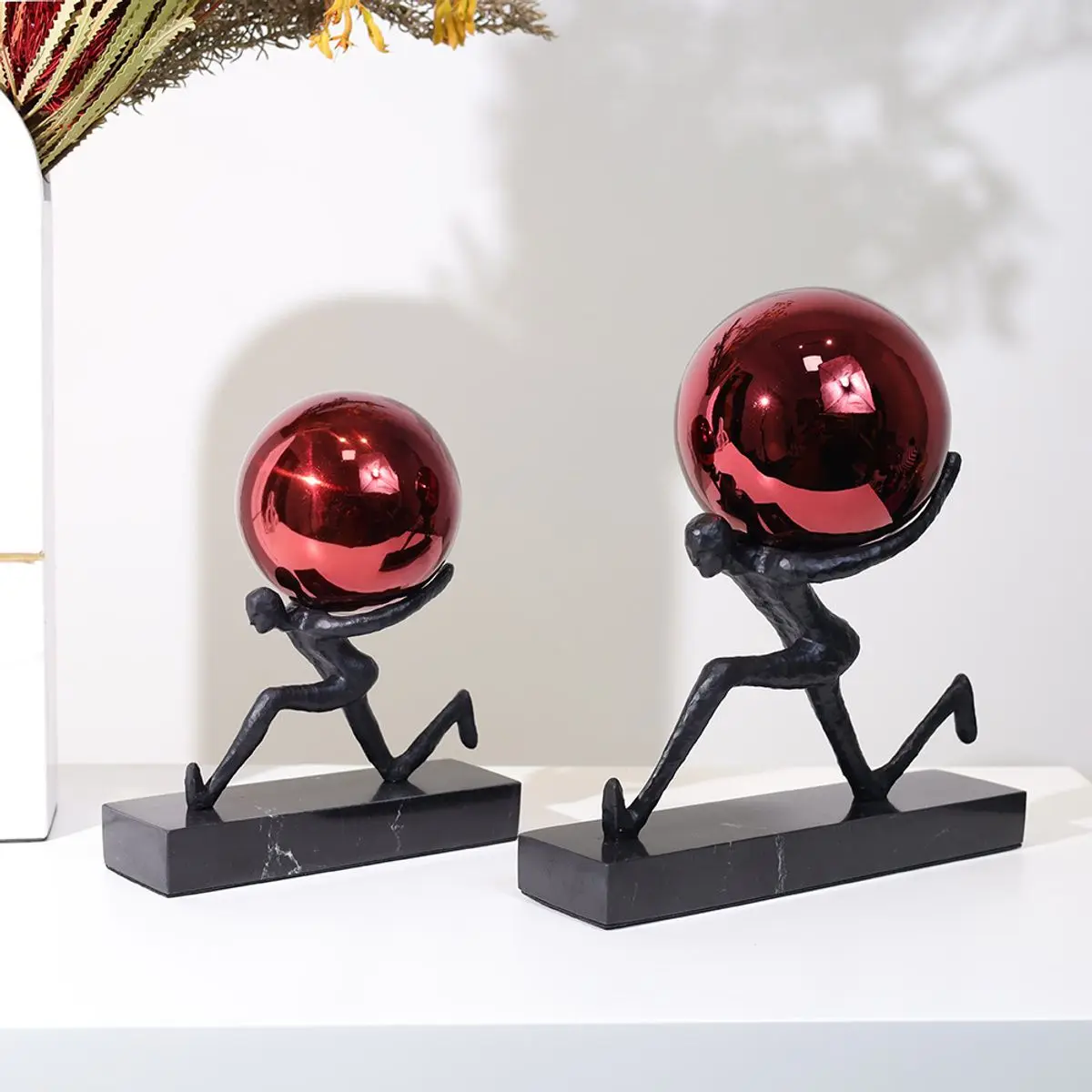 Powerful Artistic Statement Piece Marble Base Interior Decoration Metal Sculpture