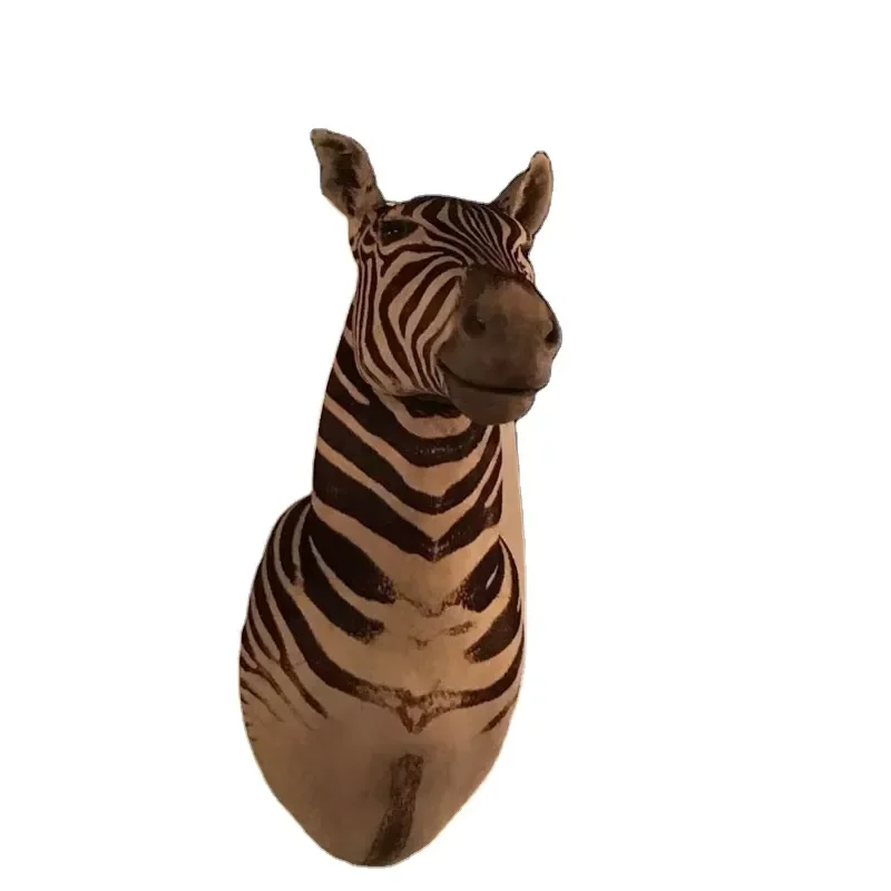 for African Animal Wall Art Zebra Horse Head Sculpture Modern Home Decor Living Room Office Hotel Background Decoration Gift