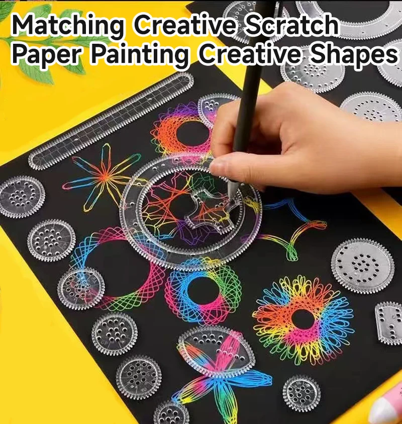 Engrenagens interligadas multifuncionais para crianças, Brinquedo Spirograph Drawing, Brinquedos de desenho criativo, Habilidade prática