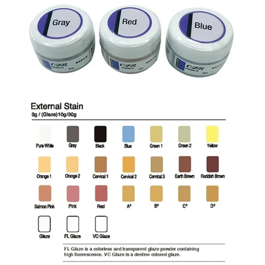 Dental Laboratory Material Zirconia External Staining Porcelain Powder 3g Noritake CZR External Stain Staining Glaze Powder