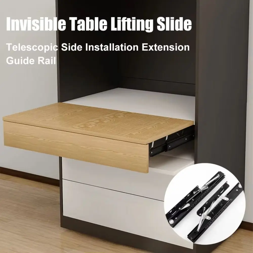 

Telescopic Extension Bookstand Slide Rail Rising Mechanism Adjustable Platform Desktop Hidden Slide Rail Space Saving Hidden