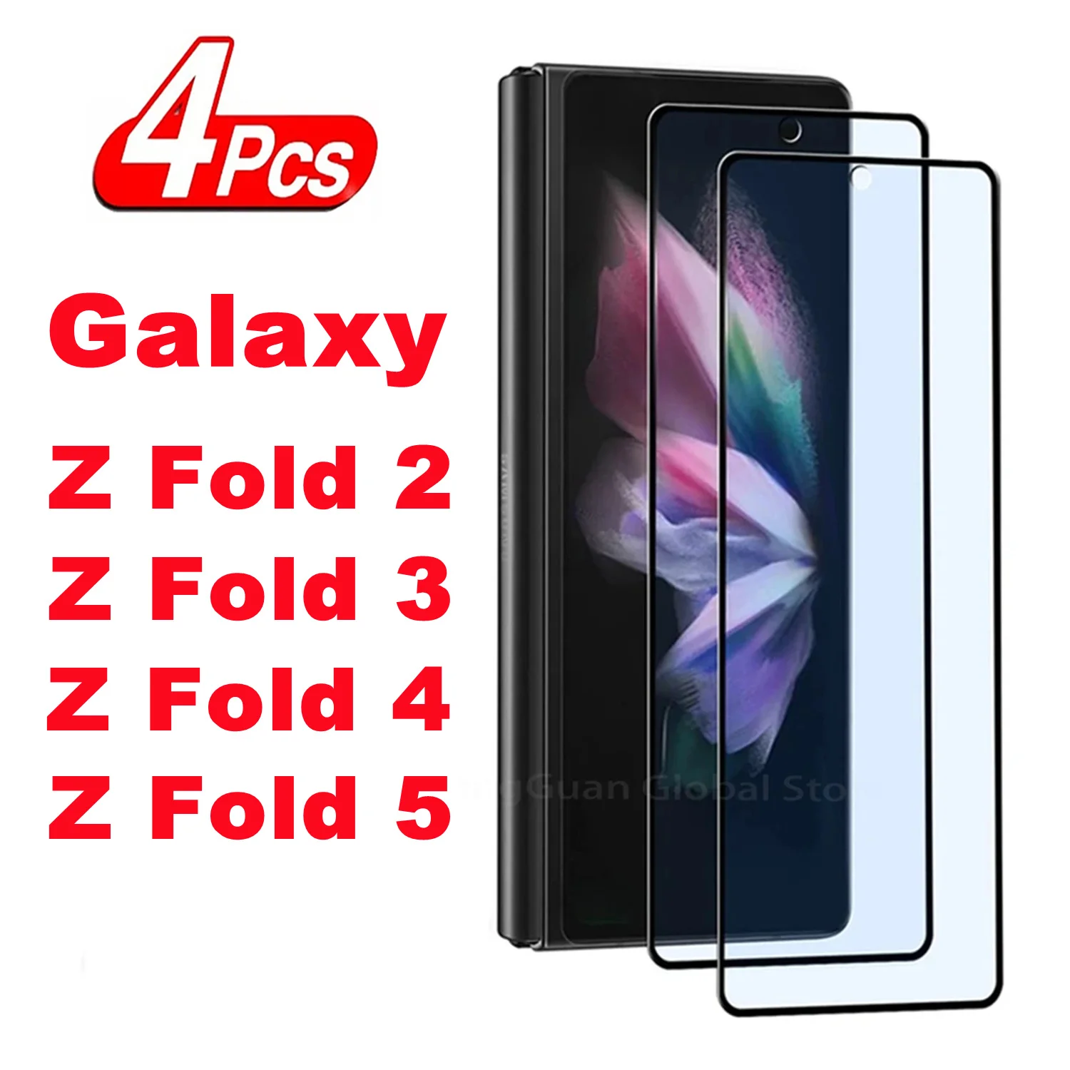 

9H Tempered Glass Film For Samsung Galaxy Z Fold 5 Z Fold 3 Z Fold 4 Z Fold 2 2/4Pcs HD Black Screen Protector Glass