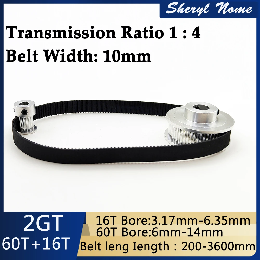 

2GT synchronous wheel set 4:1 transmission ratio combination belt 3D printer accessory bandwidth 10 60/20 teeth